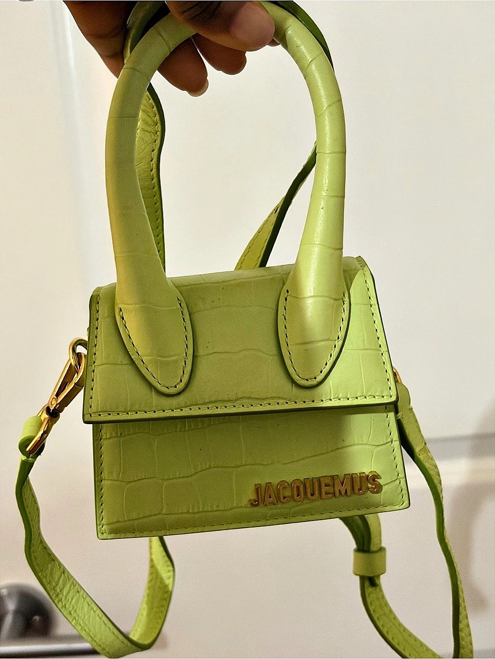 Jacquemus Le Chiquito Croco-Embossed Mini Bag in Green